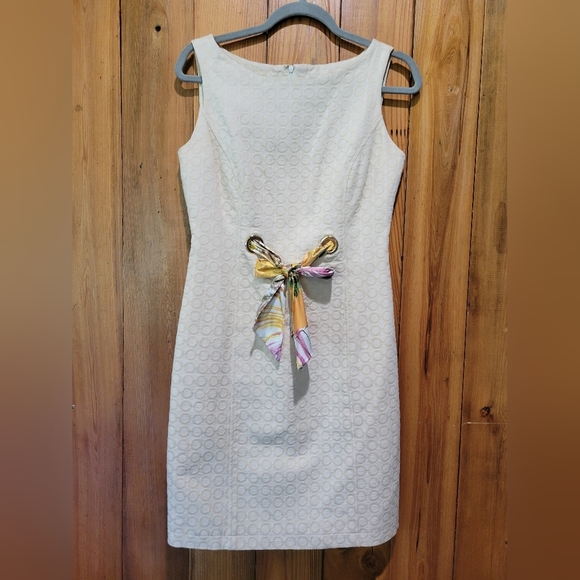 Taylor Cream Mini Dress with Colorful Bow - Picture 1 of 8